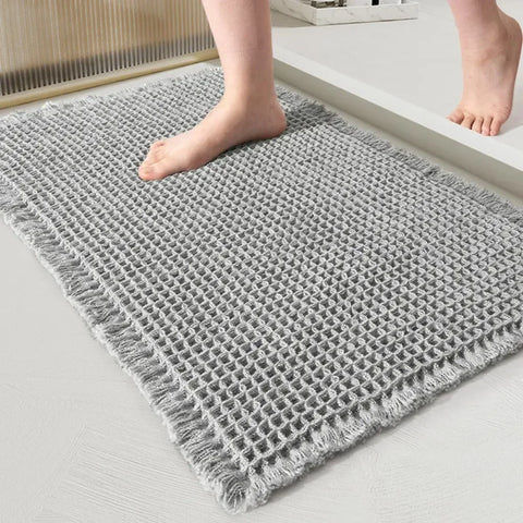 Navak Carpet Bathroom Absorbent Carpet Waffle Non-Slip Bath Mat Soft Doormat Toilet Absorbent Beside Bathtub Wash Basin Machine-Washable Rug
