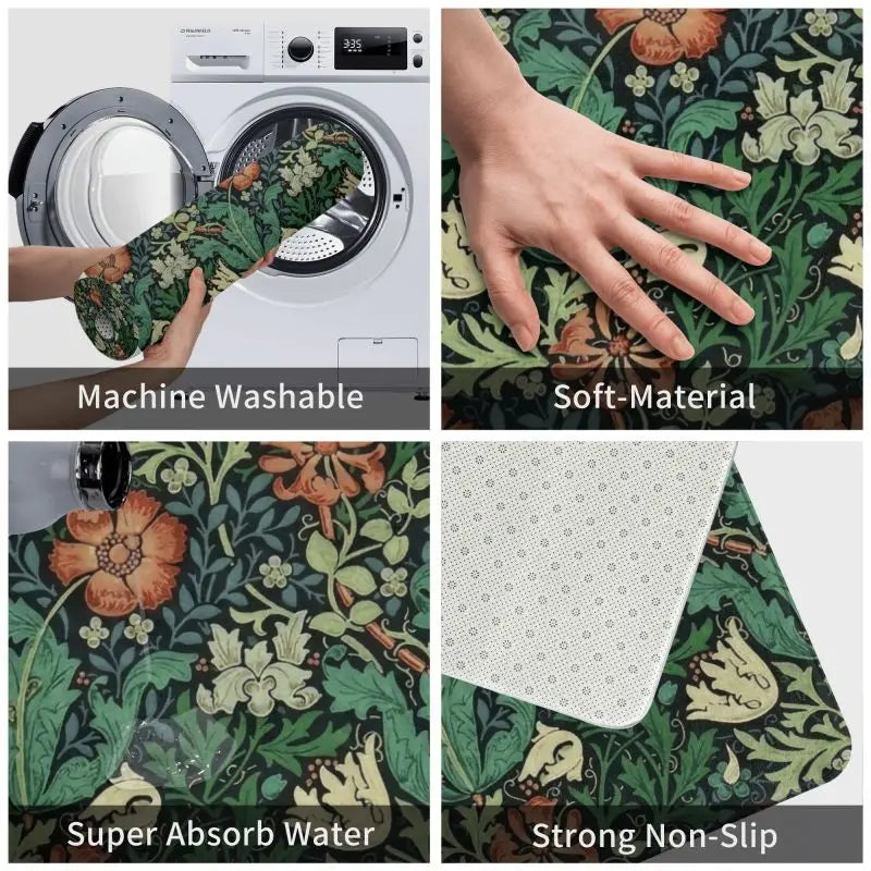 Navak Carpet Custom William Morris Compton Floral Art Nouveau Pattern Doormat Bath Door Floor Mat Textile Pattern Toilet Rug Carpet Footpad