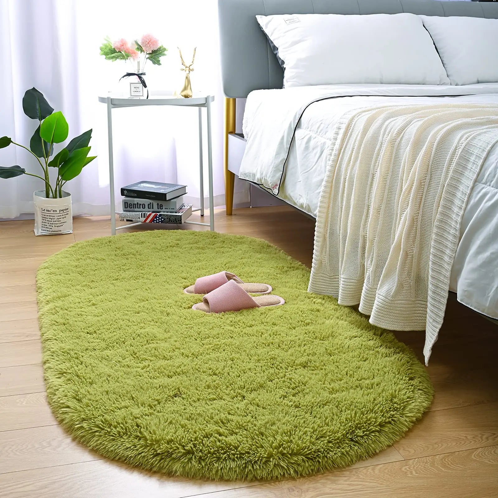 Navak Carpet Fluffy Plush Carpet Ellipse for Children’S Bedroom Living Room Sofa Area Rugs Balcony Soft Silky Carpet Girl Room Home Decor