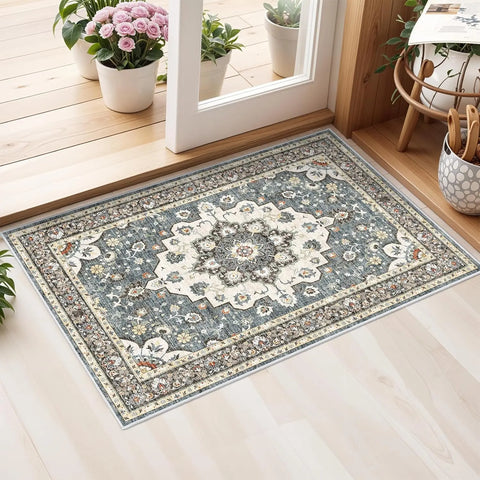 Navak Carpet Washable Oriental Area Rug  Rugs for Living Room Soft Carpet for Bedroom Waterproof Floral Distressed Indoor Stain