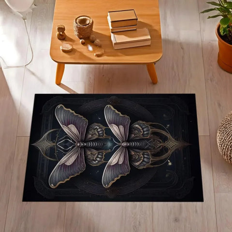 Navak Carpet Luna Moth Rug Mystic Butterfly Rug Moonlit Floral Decor Carpet Living Room Rug Floral Home Garden Rug Gothic Floral Decor