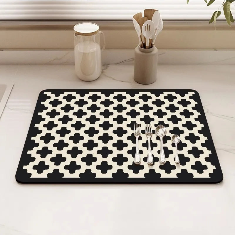 Navak Carpet Minimalis Striped Dish Drying Mat Super Absorbent Ktichen Rug Non Slip Tableware Drain Pad Home Diatom Mud Door Mats Washable