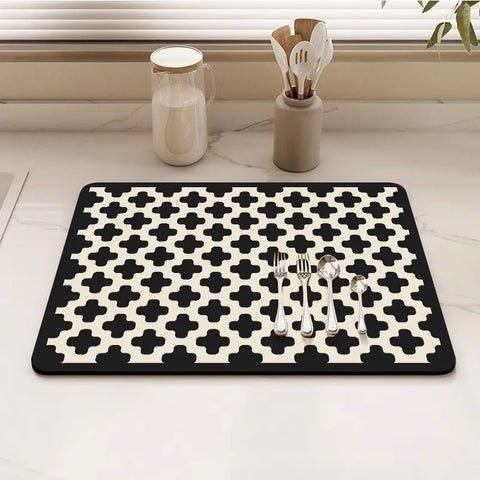 Navak Carpet Minimalis Striped Dish Drying Mat Super Absorbent Ktichen Rug Non Slip Tableware Drain Pad Home Diatom Mud Door Mats Washable