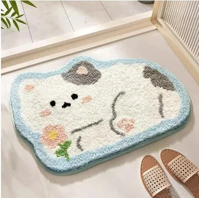 Navak Carpet Flower Shaped Cute Bathroom Mats Carpets Microfiber Tufted Mat Cute Luxury Fluffy Thick Rugs High Low Plush Irregular Carpets