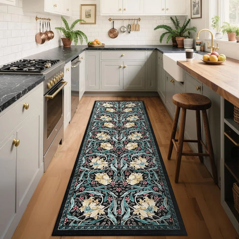 Navak Carpet Hallway Runner Rug Soft Floral Kitchen Rugs Washable Non Slip Corridor Long Carpet Bedroom Bedside Bath Laundry Room Floor Mat