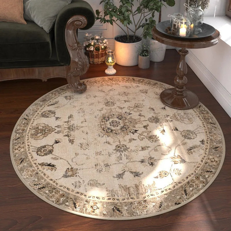 Navak Carpet Retro Bohemia Ethnic Style Round Carpet Living Room Sofa Bedroom Bedside Kitchen Entrance Door Mat Non-slip Girl Home Decor Rug
