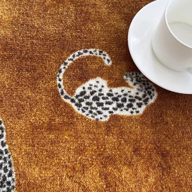 Navak Carpet Light Luxury Bedroom Decor Round Carpet Thickend Plush Bedside Floor Mat Fluffy Soft Rug Leopard Pattern Carpets for Living Room