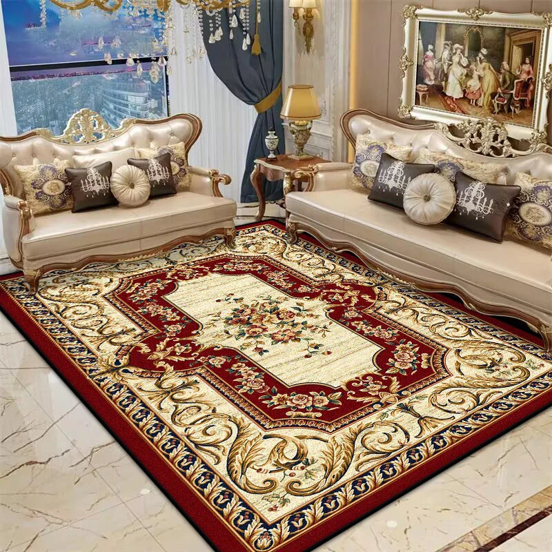 Navak Carpet Persian Red Living Room Rug Antiskid Big Size Flower Design Bedroom Decoration Carpet Soft Entrance Door Mat Machine Washable