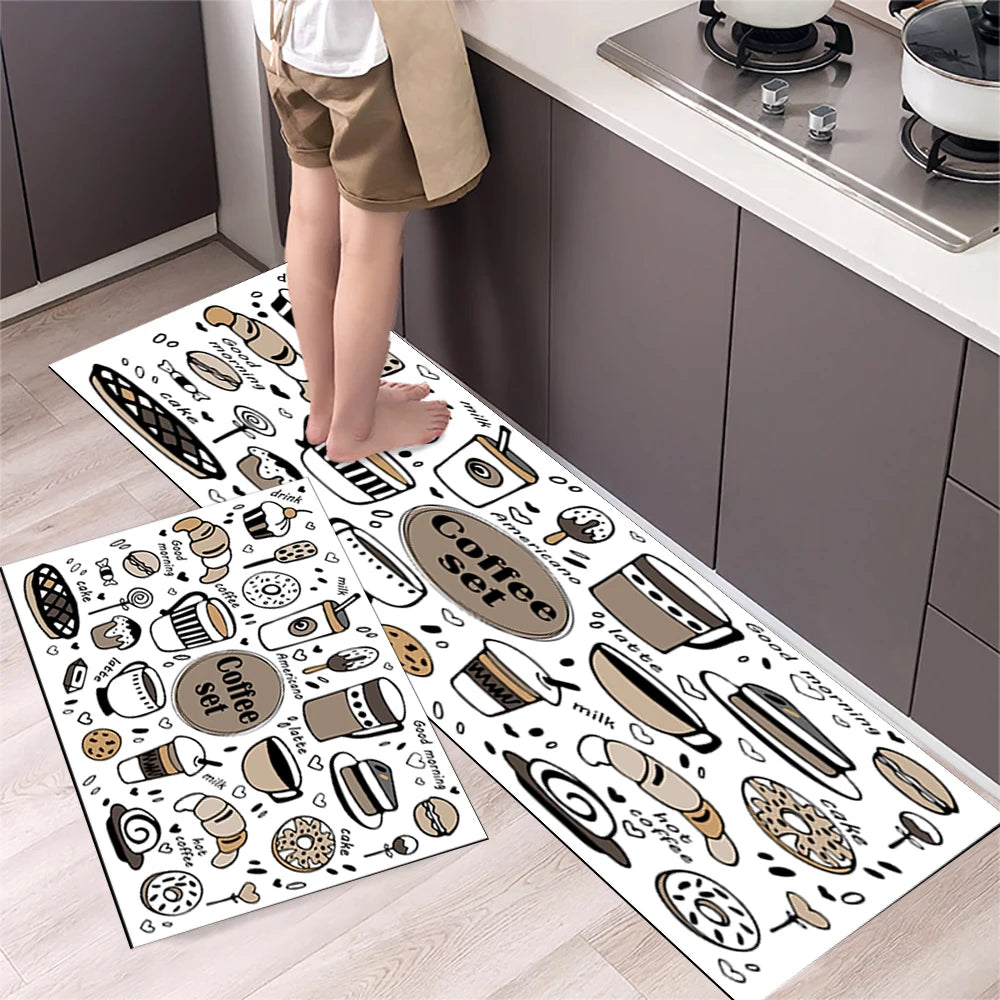 Navak Carpet Polyster Waterproof Oilproof Kitchen Mat Printed Antislip Bath Mat Soft Bedroom Floor Mat Living Room Carpet Doormat Kitchen Rug