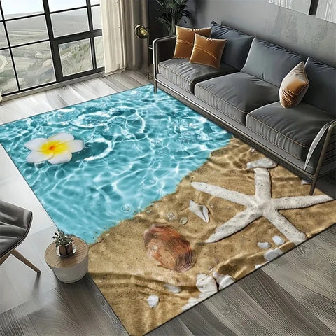Navak Carpet 3D Beach Shells Rug for Kids' Play Area and Bedroom Non-Slip Decor