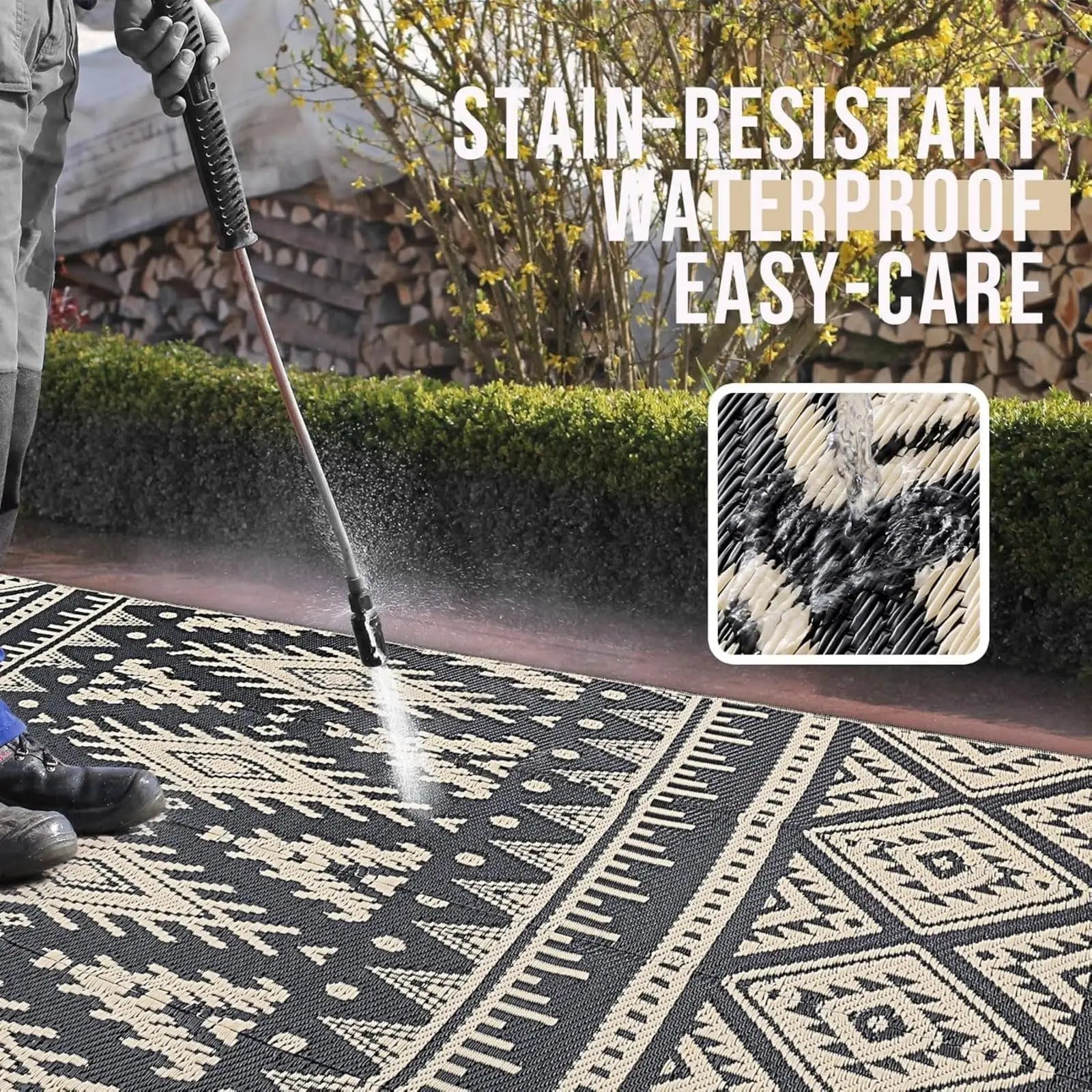 Navak Carpet Olanly Reversible Plastic Outdoor Rugs For Patio Non-slip Waterproof Rugs For Camping Large Foldable Fashion Carpets For Rooftop