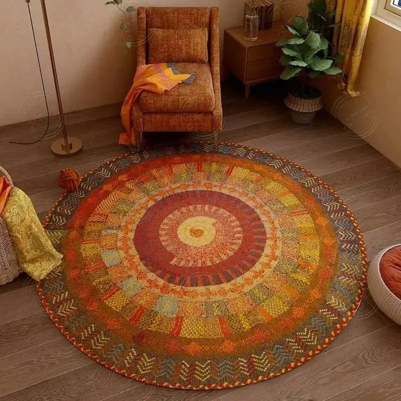 Navak Carpet Persian Retro Ethnic Style Round Living Room Rug Coffee Table Hanging Chair Swivel Chair Floor Mat Bedroom Bedside Rug