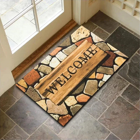 Navak Carpet Elegant 'HOME' Crystal Velvet Rug - Soft & Durable Pebble Design Doormat, Non-Slip Entrance Decor, Perfect Gift for Modern Homes