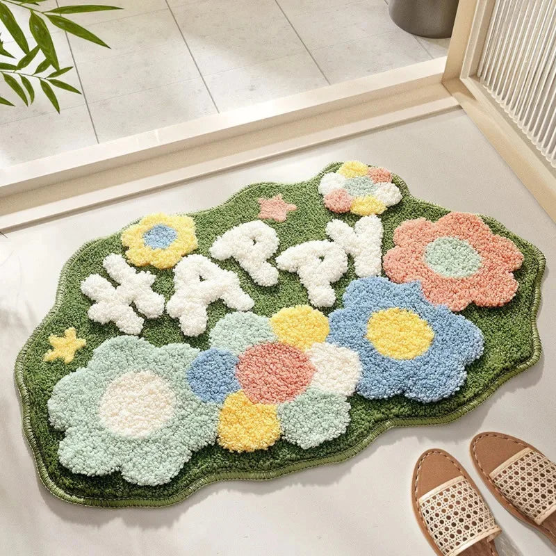 Navak Carpet Flower Shaped Cute Bathroom Mats Carpets Microfiber Tufted Mat Cute Luxury Fluffy Thick Rugs High Low Plush Irregular Carpets