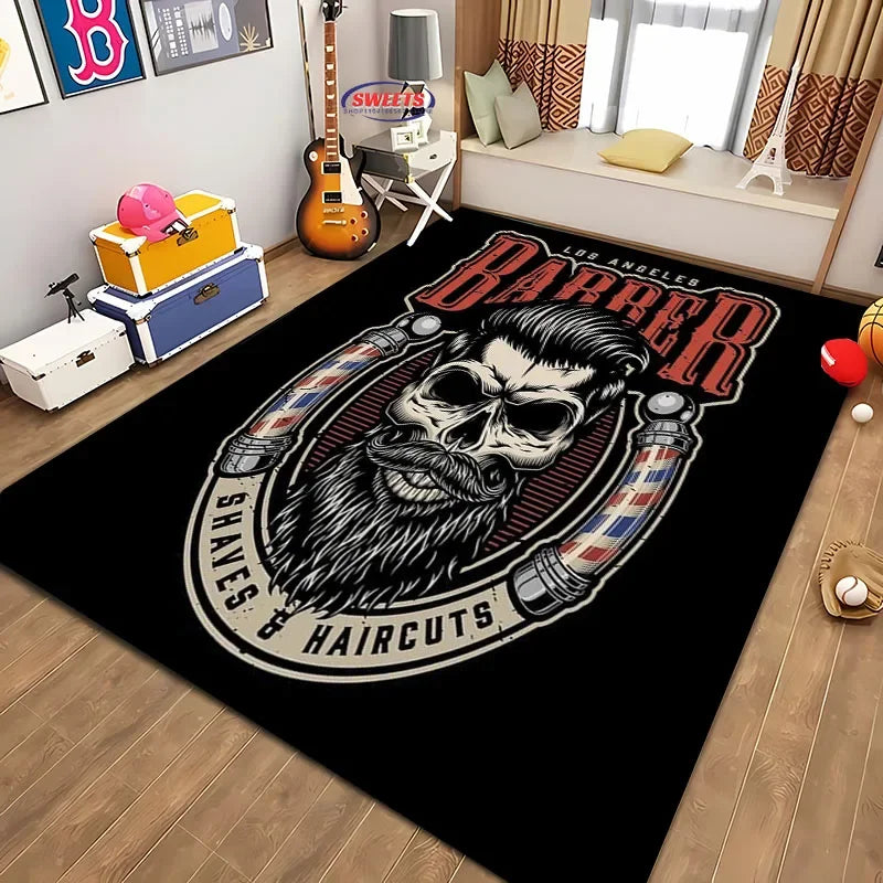 Navak Carpet Barber Shop sign Pattern Carpet,Living Room and Bedroom Household Items,Children's Room Sofa Mats, Doormat Floor  Anti-slip Rug