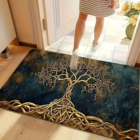 Navak Carpet 1pc Tree of Life Pattern Welcome Doormat, Non-slip Washable Entrance Rug for Home, Garden, Patio, Laundry Room