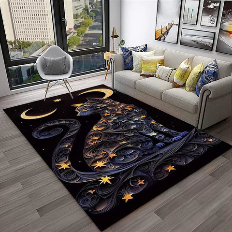 Navak Carpet 3D Cute Cat Flower Cartoon Carpet Rug for Home Living Room Bedroom Sofa Doormat Decor,Child Play Area Rug Non-slip Floor Mat