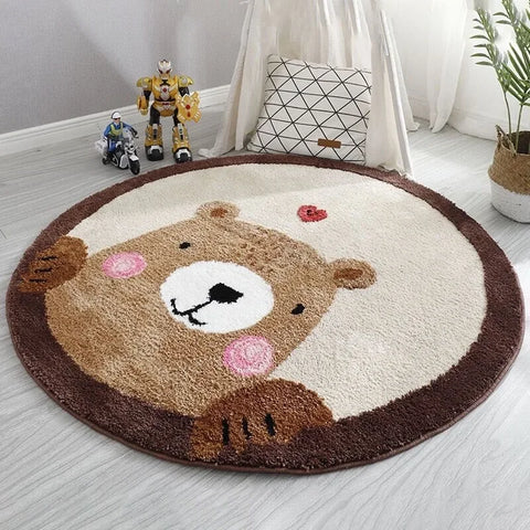 Navak Carpet Exclusive Picks Cartoon Round Imitation Cashmere Carpet Bedroom Bed Children's Room Small Animal Bed Mat Wear Resistant Cashmere Carpet