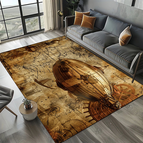 Navak Carpet Retro Marine Nautical Chart Compass Carpet Rug for Home Living Room Bedroom Sofa Doormat Decor, Floor Mat