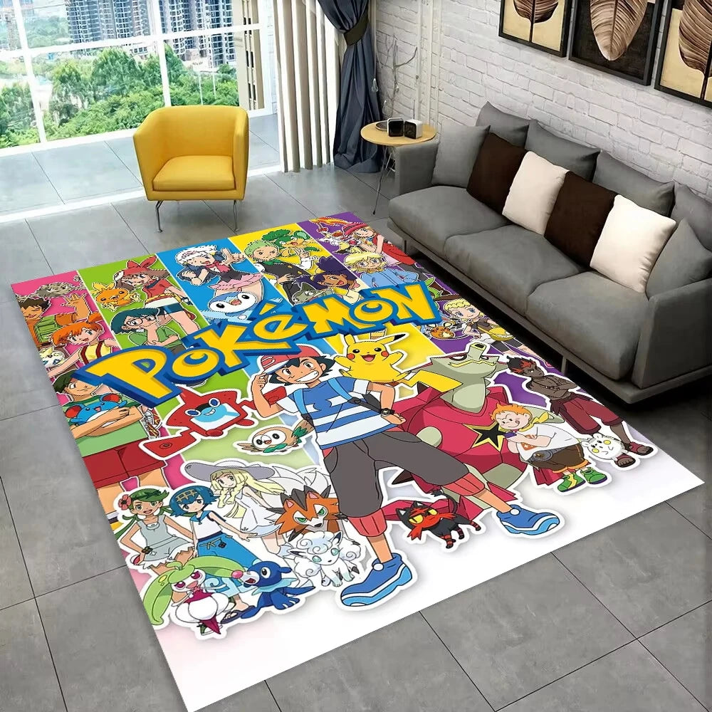 Navak Carpet Daily Picks Fun Pokemon Game Cartoon Floor Mat for Kids Playroom Bedroom Living Room Soft Area Rug Game Theme Carpet Man's Cave Decor