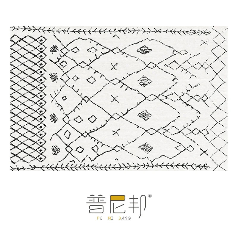 Navak Carpet American Moroccan Bedroom Decor Bedside Carpet Washable Carpets for Living Room Nordic Ethnic Lounge Rug Soft Non-slip Floor Mat