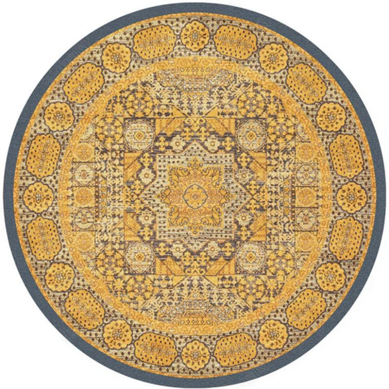 Navak Carpet Mandala Print Round Carpet Nordic Modern Living Room Anti-Slip Rug Coffee Table Foot Pad Bedroom Floor Mats Bay Window Chair Mat