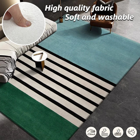Navak Carpet Modern Stripe Area Rug for Living Room Bedroom Study Large Size Non-Slip Machine Washable Floor Mat