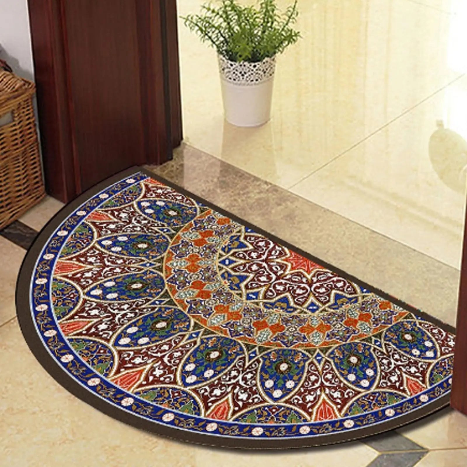 Navak Carpet Exclusive Picks Semi Circle Welcome Half Moon Kitchen Rugs Inside Doormat Indoor Non Slip Washable Blue Circle Outdoor Rug For Home Decor