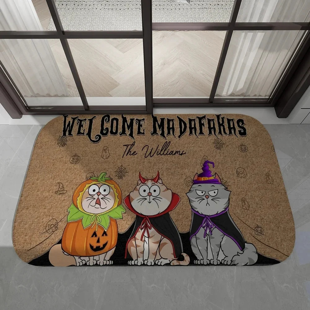 Navak Carpet Daily Picks Disney Dark Cat Welcome Madafakas Floor Mat Entrance Door Mat Rectangle Home Soft Badmat Front Door Indoor Outdoor Mat
