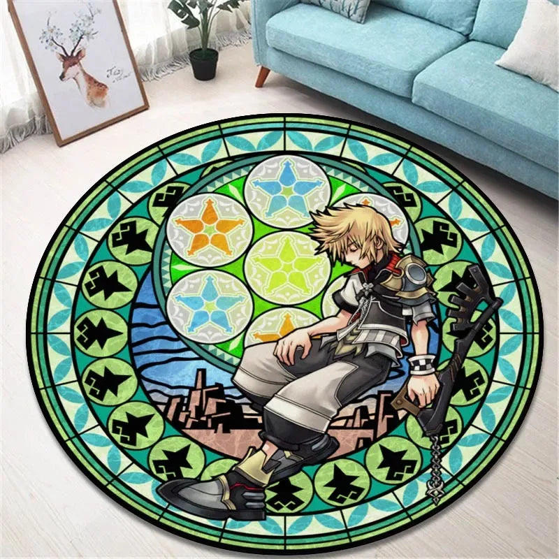 Navak Carpet Daily Picks Kingdom Hearts Cartoon Area Rug Round Floor Mat Living Room Carpet Bathroom Kitchen Rugs Doormat Non-slip Floor Mat
