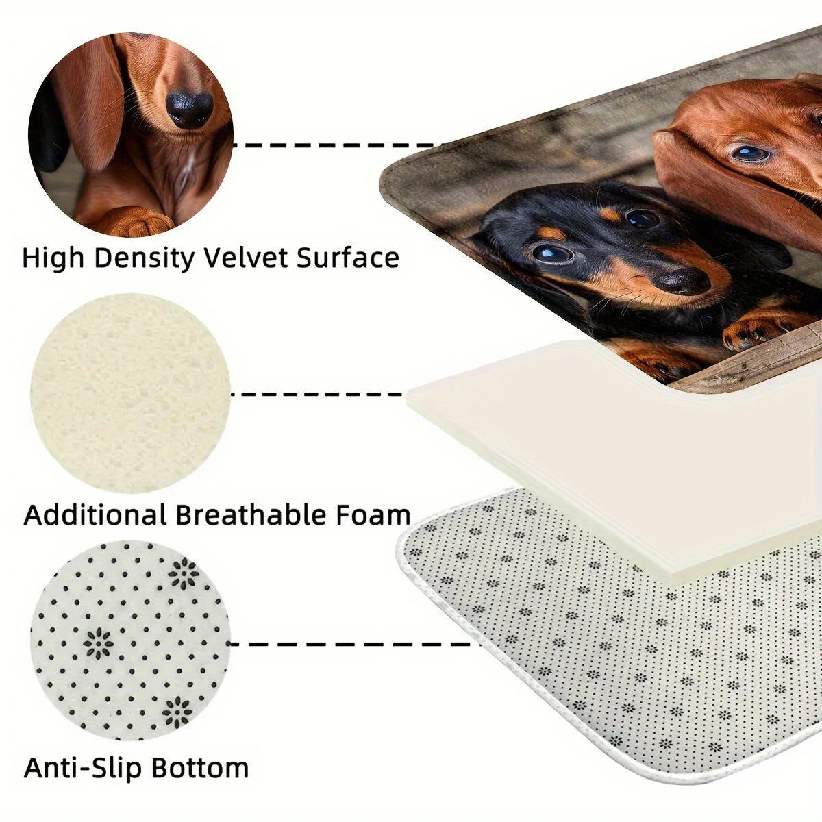 Navak Carpet Dachshund Dog Kitchen Mat Decor Anti-slip Corridor Balcony Laundry Room Rugs Bathroom Anti-slip Foot Mat Bedroom Floor Mat Decor