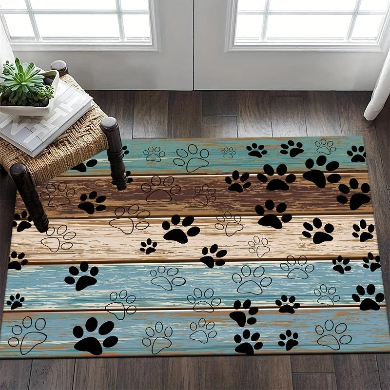 Navak Carpet Exclusive Picks American Outdoor Paw Print Floor Mat Blue Brown Entry Blanket Entryway Pet Family Doormat Home Decoration
