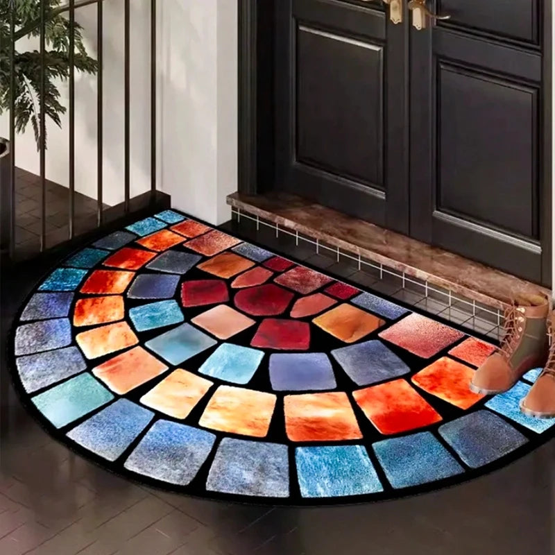 Navak Carpet Semi-circular Crystal Velvet Pebble Stereoscopic Living Room Carpet Visual Corridor Mat Hotel Bedroom Stone Floor Floor Door Mat