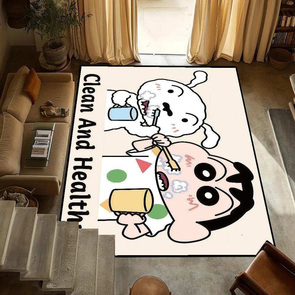 Navak Carpet Anti-Slip Cute C-chan Kitchen C-Crayon S-Shin Bedroom Tufted Rug cartoon Carpet time funny bath Living Room Entrance Decoration
