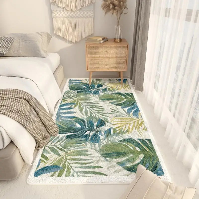 Navak Carpet Exclusive Picks Tropical Leaf Light Luxury Long Bedroom Bedside Rug Soft Living Room Sofa Window Floor Mat Home Decoration Summer