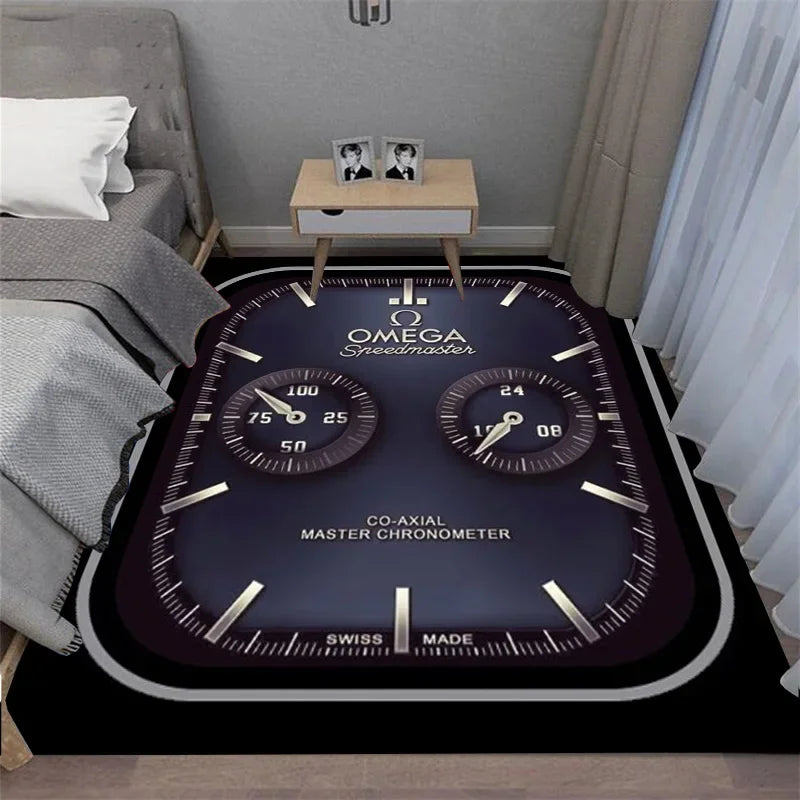 Navak Carpet Multi-functional O-OMEGA Dial Crown Watch Pointer Pattern Living Room Bedroom Sofa Decoration Carpet Floor Mat Rugs