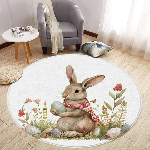 Navak Carpet Cartoon Lion Love Bear Round Rug Living Room Decoration Rabbit Bear Forest Animals Bedroom Rugs Home Mats Washable Leisure Rugs