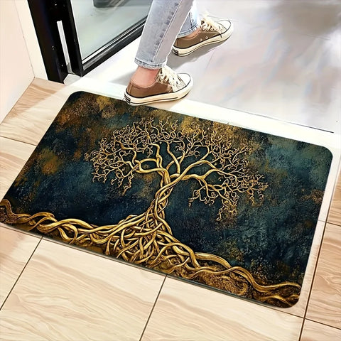 Navak Carpet 1pc Tree of Life Pattern Welcome Doormat, Non-slip Washable Entrance Rug for Home, Garden, Patio, Laundry Room