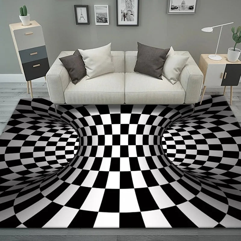 Navak Carpet 3D Vortex Illusion Carpet Entrance Door Floor Mat Abstract Geometric Optical Doormat Non-slip Floor Mat Living Room Decor Rug