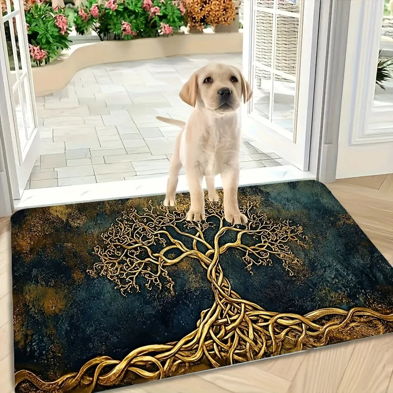 Navak Carpet 1pc Tree of Life Pattern Welcome Doormat, Non-slip Washable Entrance Rug for Home, Garden, Patio, Laundry Room