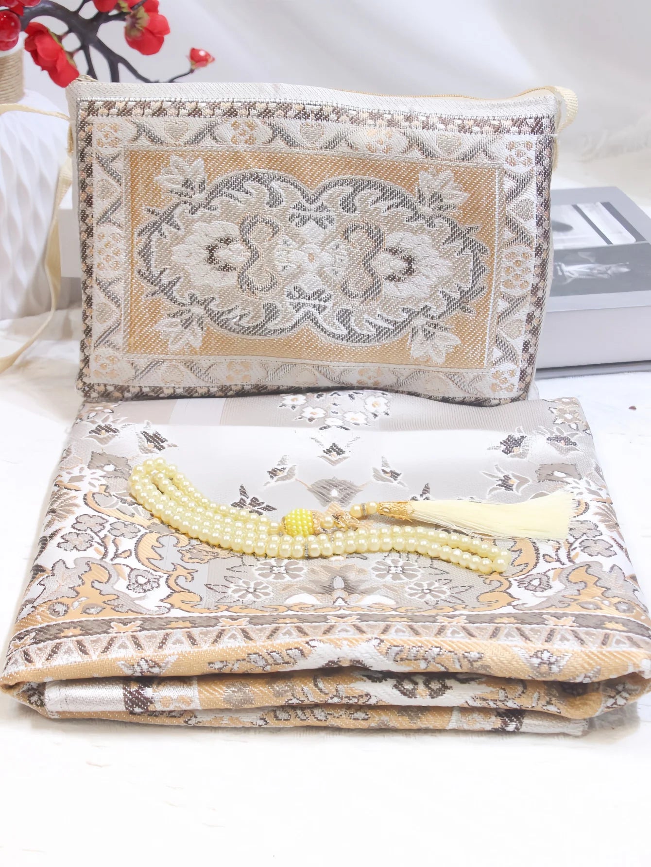 Navak Carpet Muslim Prayer Rug With Prayer Beads and Portable Bag Muslim Gift Islamic  Soft Mat Gifts Set Turkish Carpet For Ramadan Eid Hajj