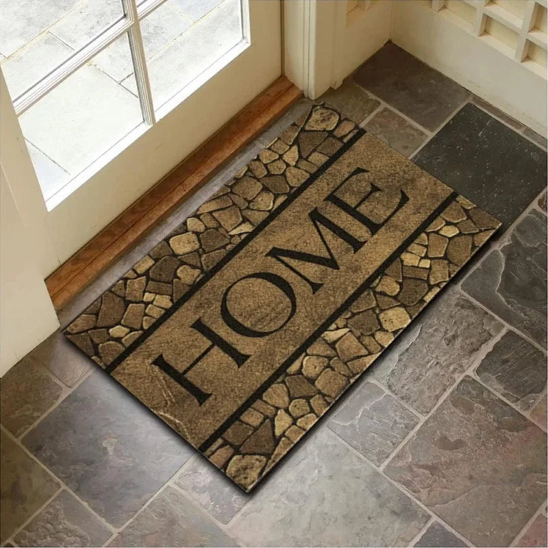 Navak Carpet Elegant 'HOME' Crystal Velvet Rug - Soft & Durable Pebble Design Doormat, Non-Slip Entrance Decor, Perfect Gift for Modern Homes