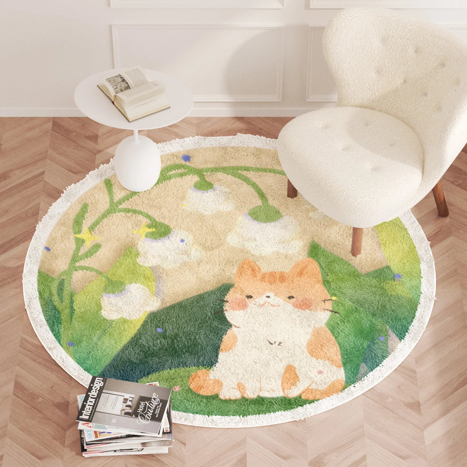 Navak Carpet Cartoon Style Bedroom Decor Carpet Cute Round Carpets for Living Room Thicken Plush Children's Rug Fluffy Soft Bedside Floor Mat
