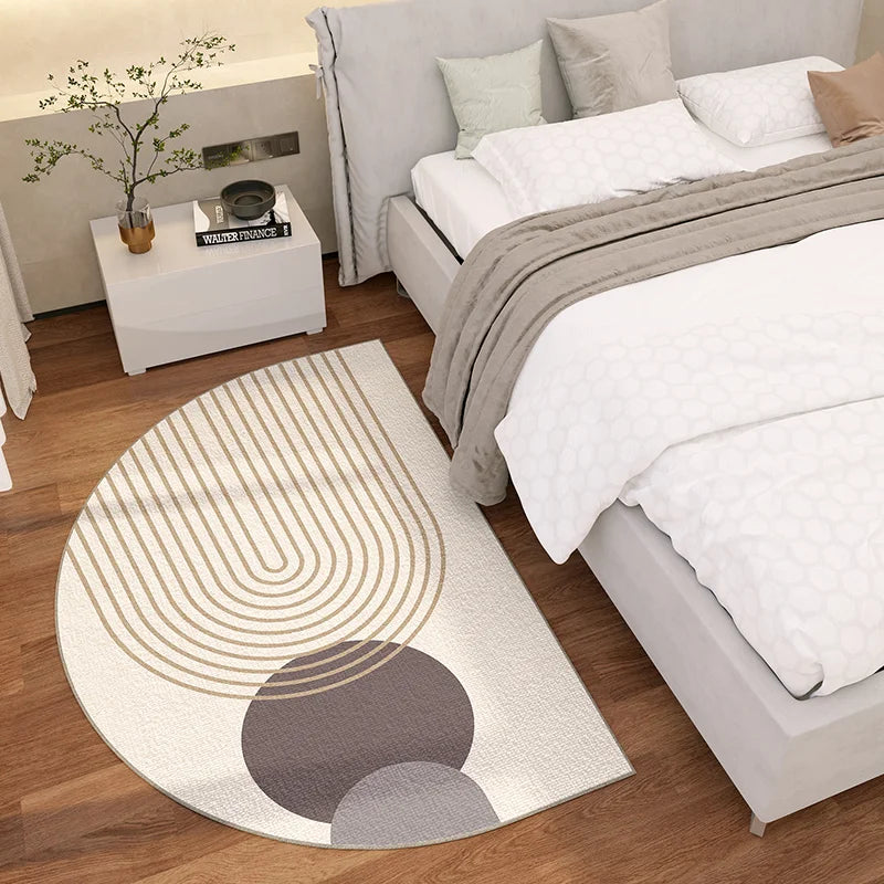 Navak Carpet Exclusive Picks Simple Lines Semi-Circular Carpet Durable And Easy To Clean Home Bedroom Bedside Rug Entrance Doormat Home Decor