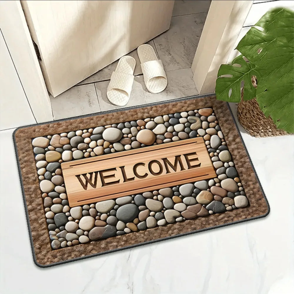 Navak Carpet New Non-Slip Semi-Circular Carpet Anti-fouling Easy to Clean Door Mat Ethnic Style Welcome Mat Home Decorative Door Mat