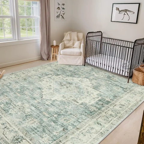 Navak Carpet Washable Area Rug 8x10 Rugs for Living Room Bedroom, Non-Slip Boho Indoor Carpet for Dining Room Office, Low-Pile Farmho