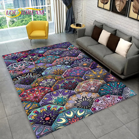 Navak Carpet Bohemia Mandala Geometric Area Rug,Carpet Rug for Home Living Room Bedroom Sofa Doormat Kitchen Decor,Kid Non-slip Floor Mats