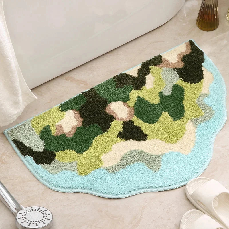 Navak Carpet Flower Shaped Cute Bathroom Mats Carpets Microfiber Tufted Mat Cute Luxury Fluffy Thick Rugs High Low Plush Irregular Carpets