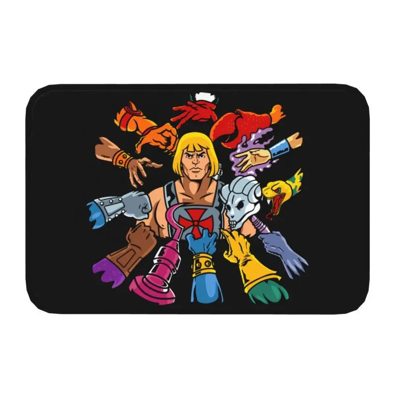 Navak Carpet Trap Door Masters of The Universe Doormat Anti-Slip Bath Kitchen Mat He Man Welcome Garage Door Floor Entrance Carpet Rug