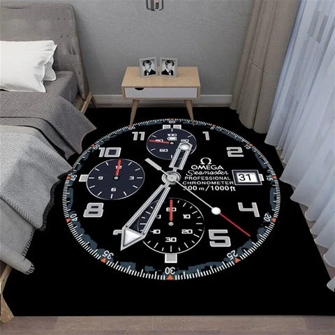 Navak Carpet Multi-functional O-OMEGA Dial Crown Watch Pointer Pattern Living Room Bedroom Sofa Decoration Carpet Floor Mat Rugs